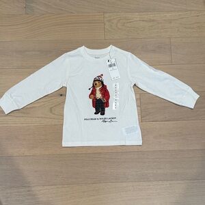 Polo by Ralph Lauren Kids White Long Sleeve Tee with Bear Design